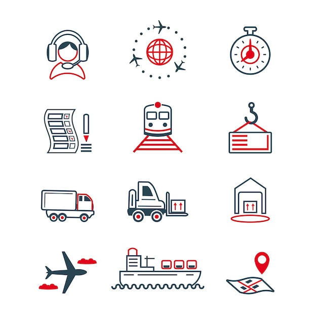 Vector set of vector logistics and delivery icons