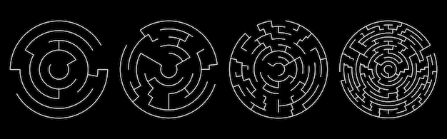 Premium Vector | Set of vector mazes. circle labyrinth ...