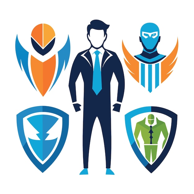 Vector set of vector men human logos icons