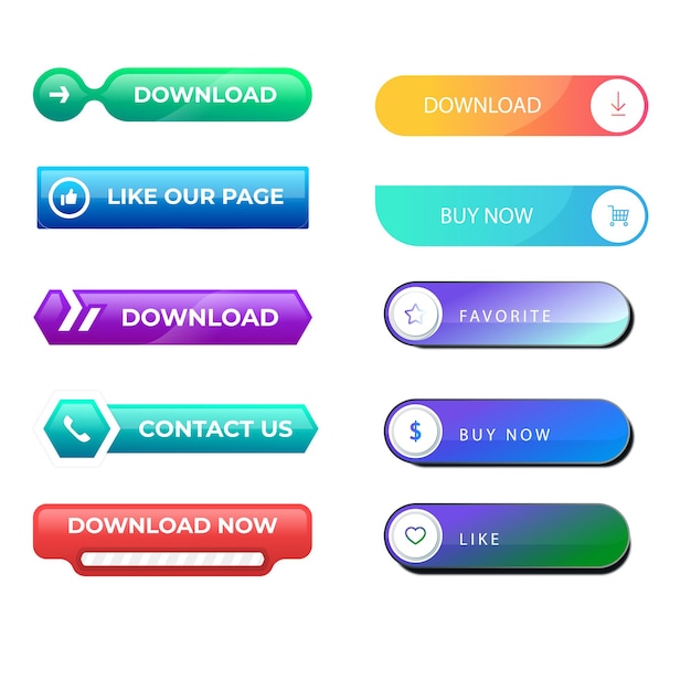 set of vector modern trendy buttons trendy colors on white background read more learn more buy n