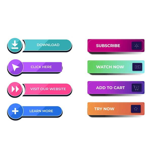 set of vector modern trendy buttons trendy colors on white background read more learn more buy n