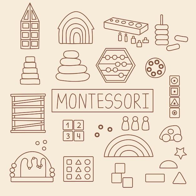 Set of vector montessori elements