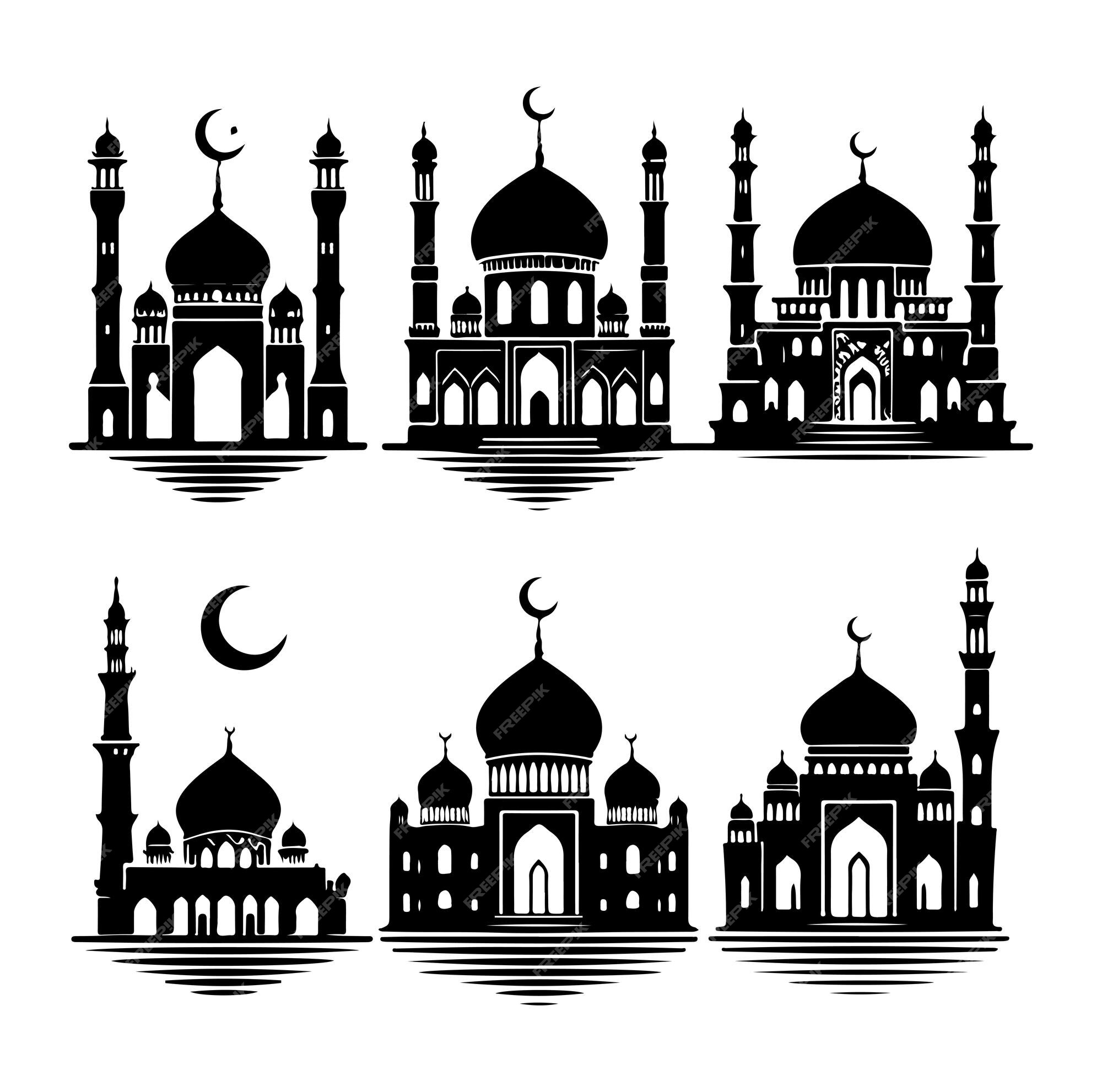 Set of vector Mosque silhouette vector | Premium AI-generated vector