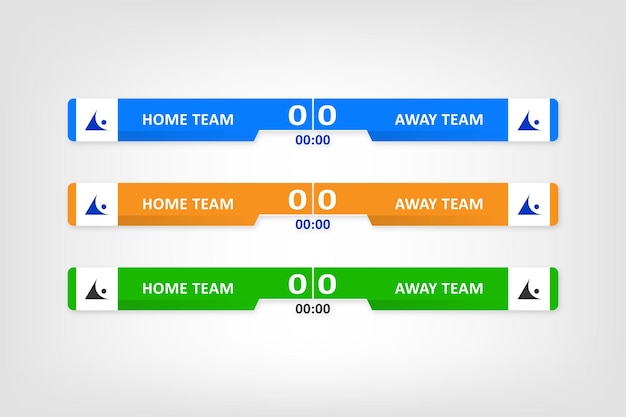 set of vector multicolored banners for broadcasting game scores