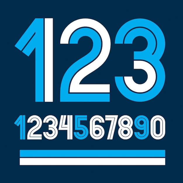 Set of vector numbers made with white lines, can be used for logo creation in public relations business.