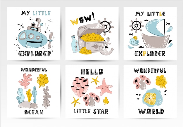 Set of vector nursery posters template