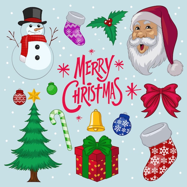 Set of vector objects of christmas holiday