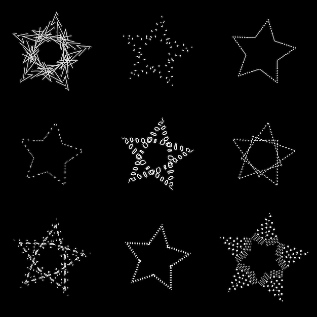 Vector set of vector openwork stars with ornament