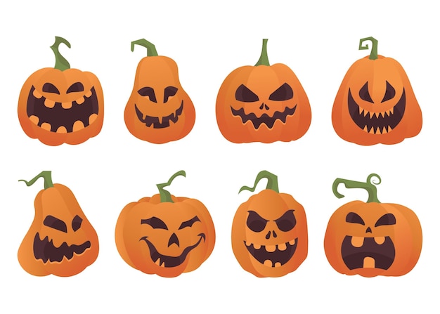 Set of vector orange halloween pumpkins Illustration