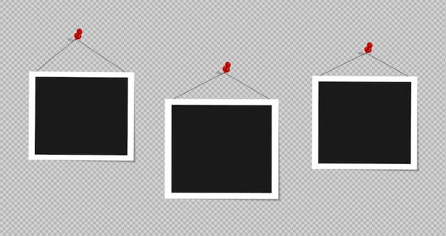 透明な背景に分離された粘着テープのベクトルフォトフレームデザインのセット