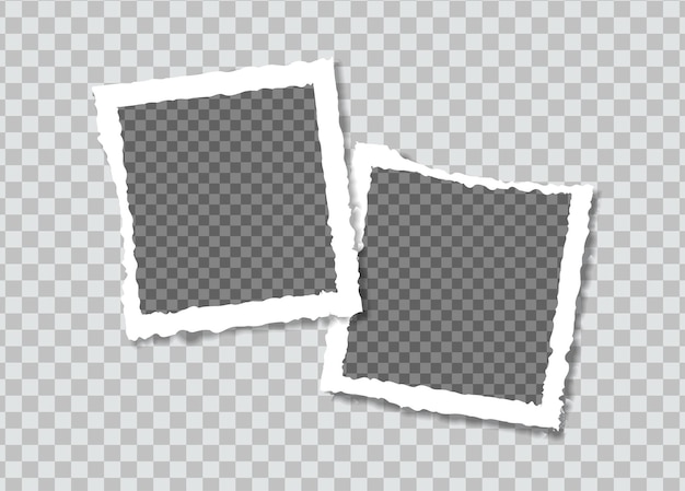 Set of vector Photo frame mockup design on sticky tape isolated on transparent background