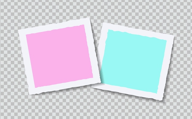 Set of vector Photo frame mockup design on sticky tape isolated on transparent background