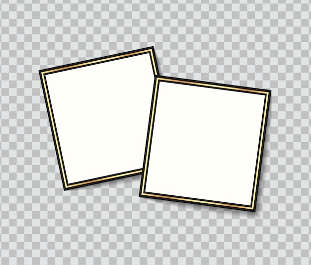 Vector set of vector photo frame mockup design on sticky tape isolated on transparent background