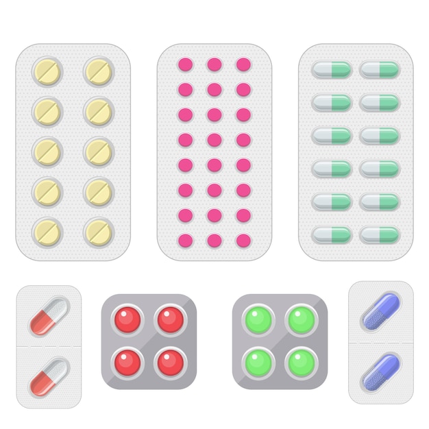 Set of vector pills and capsules