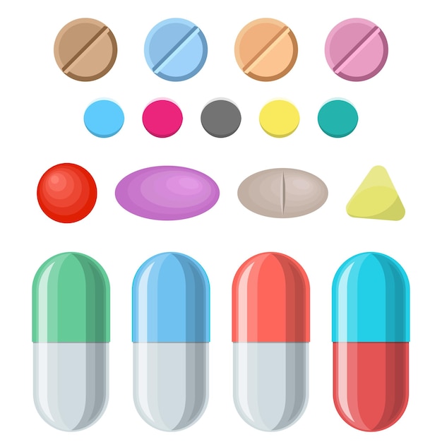 Set of vector pills and capsules