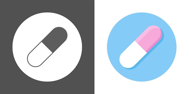 Set vector pills icon medicine blue pink capsule vector icon, medicine icon vector pill isolated