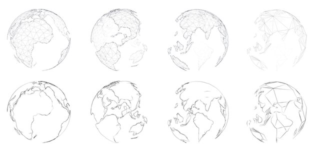 Set di vettore pianeti terra isolati su sfondo bianco