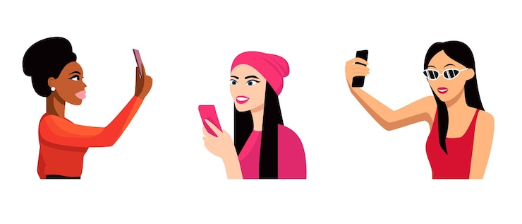 Vector a set of vector portraits of 3 women of different nationalities african european asian illustration