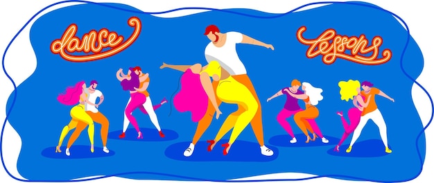 Una serie di poster vettoriali sul tema dei balli latini l'illustrazione è adatta per un poster un volantino dell'evento applicabile anche per altri balli salsa kizomba merengue e altri