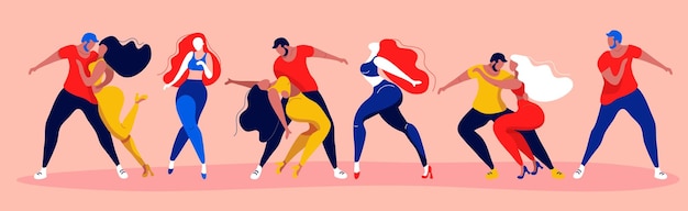 A set of vector posters on the theme of Latin dances