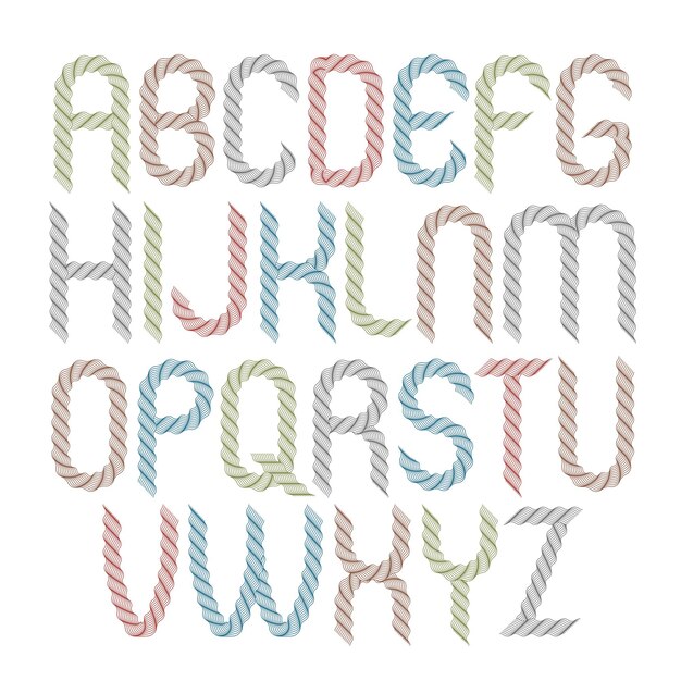 Vector set of vector rounded capital alphabet letters isolated created using guilloche ornate, decorate waves. can be used for certificate design.