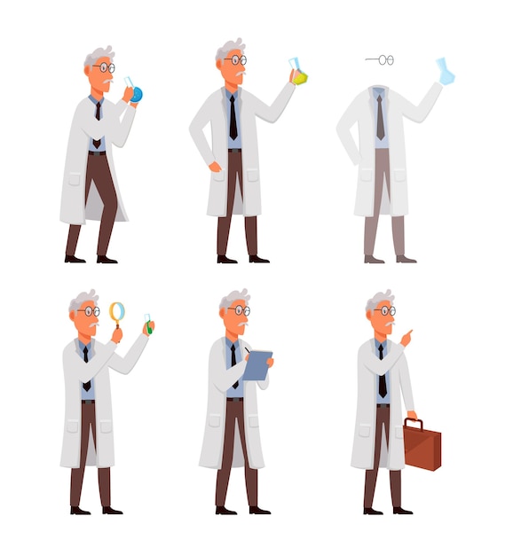 Vector set of vector scientist characters