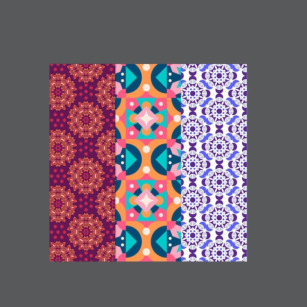 set of vector seamless luxury patterns collection of ornamental patterns in navy blue and gold colo