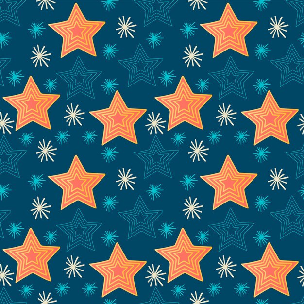 A set of vector seamless pattern with doodle stars Hand drawn vector doodles
