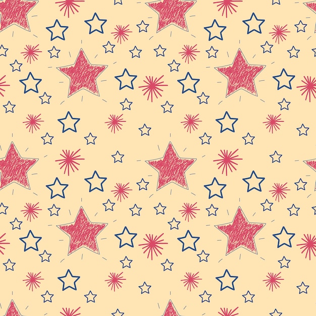 A set of vector seamless pattern with doodle stars Hand drawn vector doodles