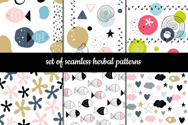 Vector set of vector seamless patterns.