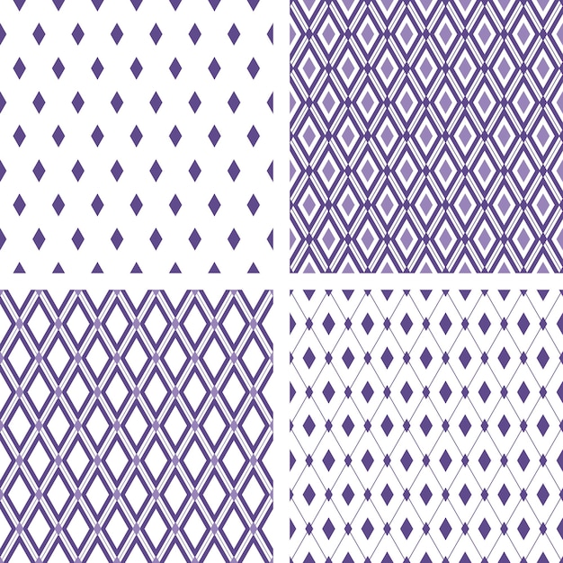 Set of vector seamless rhombus pattern Very peri color backgrounds