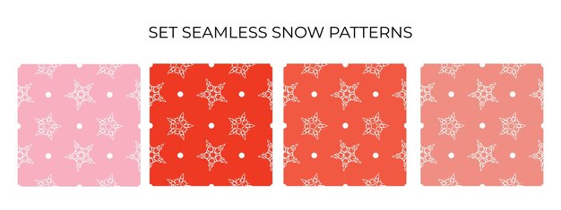 Set vector seamless snowflake pattern snow repeated background trendy color new year xmas winter
