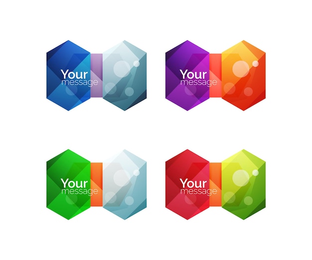 Set of vector shiny blank boxes for your content Abstract geometric elements suitable for text or infographics