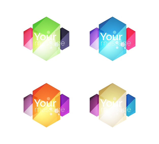 Set of vector shiny blank boxes for your content Abstract geometric elements suitable for text or infographics