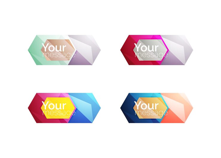 Vector set of vector shiny blank boxes for your content abstract geometric elements suitable for text or infographics