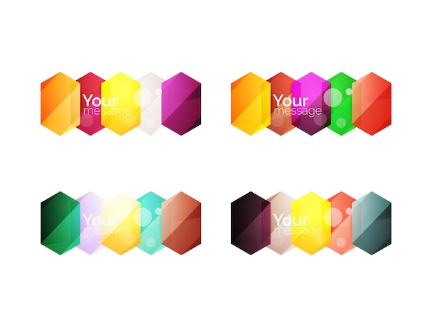 Set of vector shiny blank boxes for your content Abstract geometric elements suitable for text or infographics