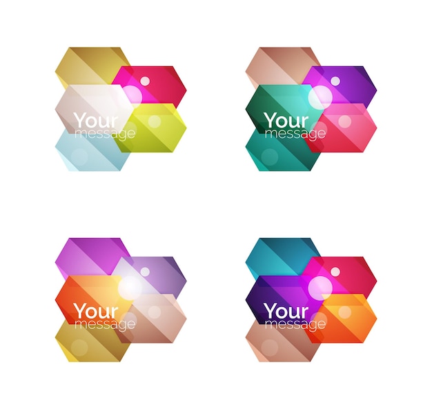 Set of vector shiny blank boxes for your content Abstract geometric elements suitable for text or infographics