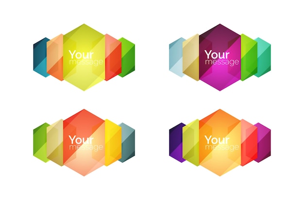 Set of vector shiny blank boxes for your content Abstract geometric elements suitable for text or infographics