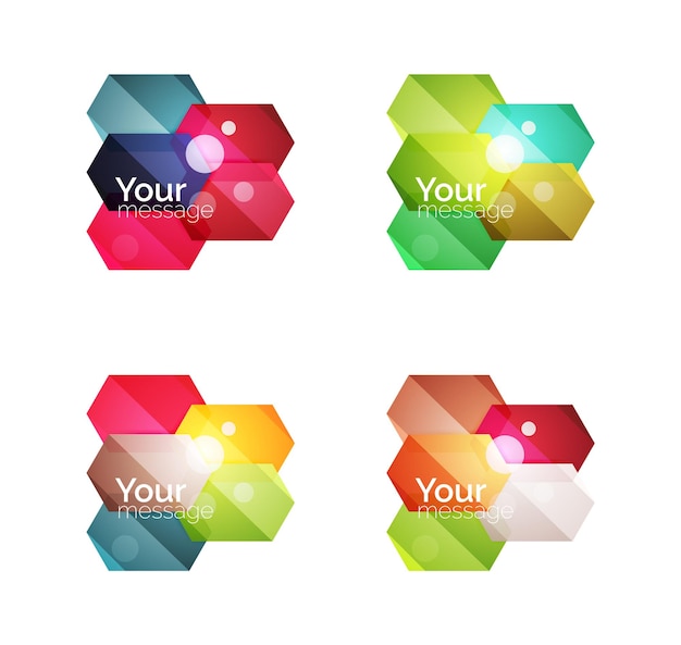 Set of vector shiny blank boxes for your content Abstract geometric elements suitable for text or infographics