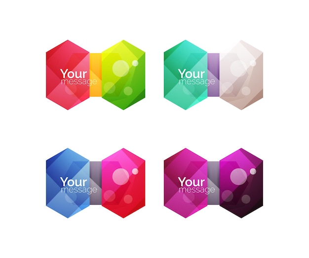 Set of vector shiny blank boxes for your content Abstract geometric elements suitable for text or infographics