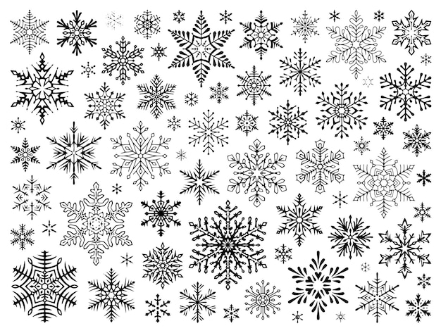 Set of vector snowflakes Vector design elements isolated on white background