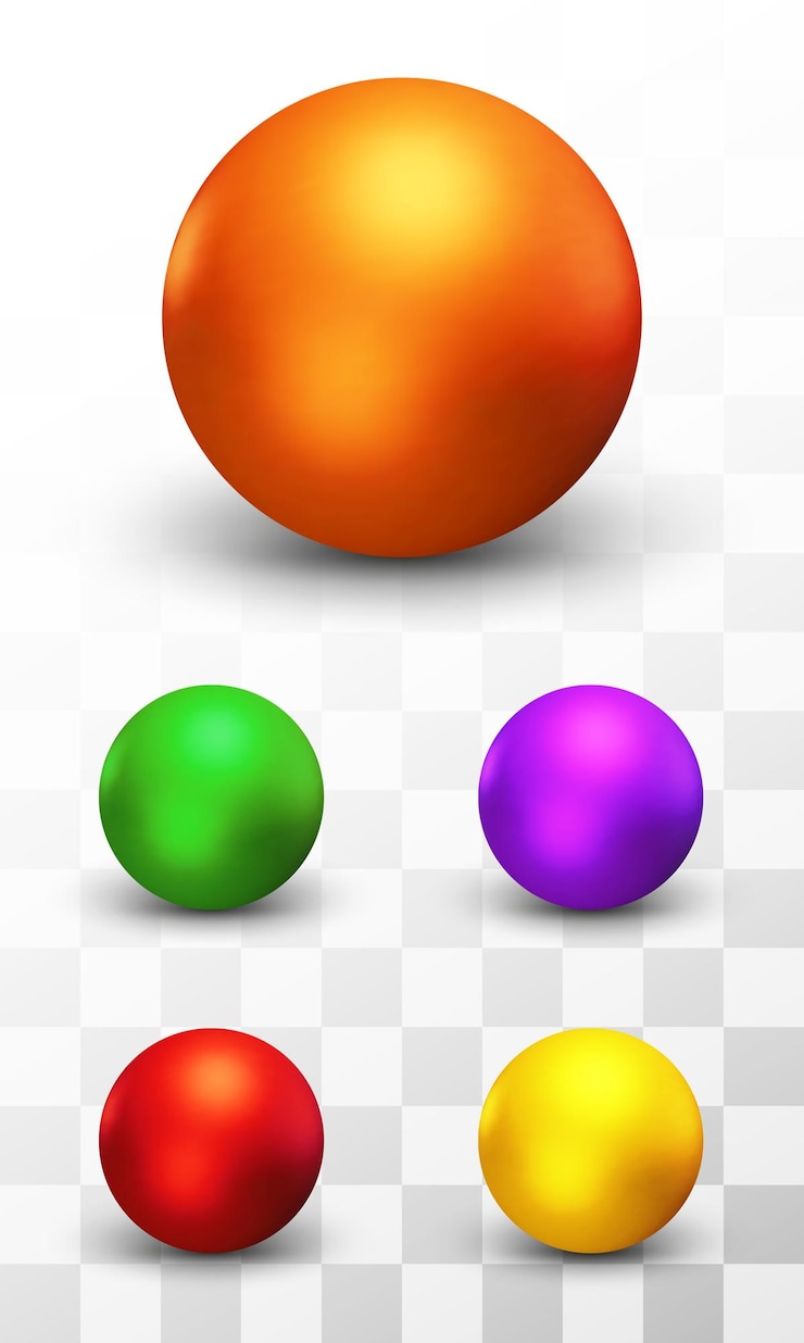 Vector set of vector spheres and balls on a white background