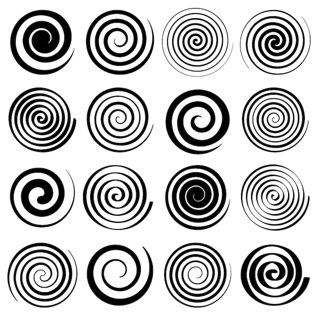 Set of vector spirals Abstract circle shapes for design