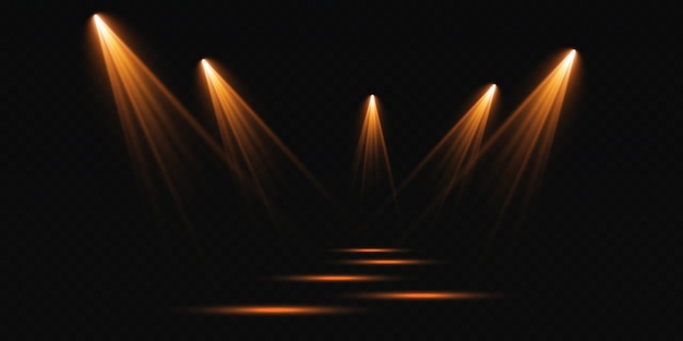 Set of vector spotlights various forms of light Stage spotlights Light effects Glow light effect Vector illustration