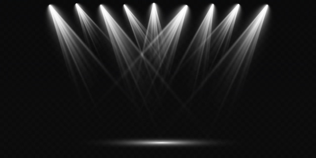 Набор векторных прожекторов различных форм света Прожекторы сцены Световые эффекты Световой эффект свечения Векторная иллюстрация