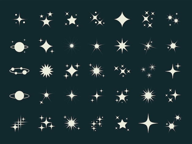 Set vector star modern stars. Sparkle star icon collection. Twinkling stars symbol. Trendy stars