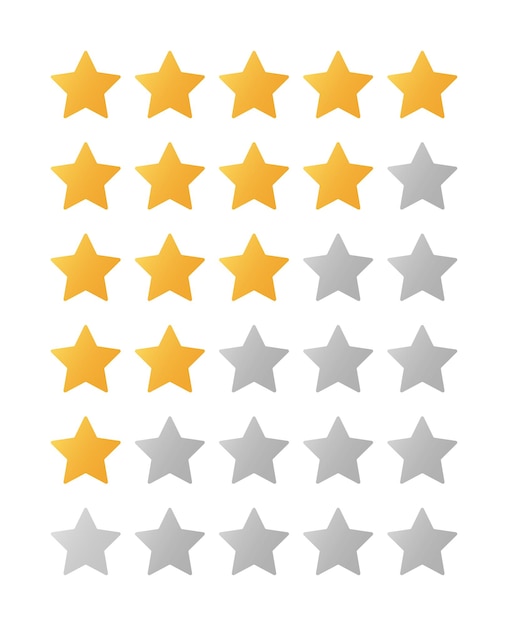 Vector set of vector star rating 5 stars reviews