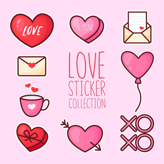 Vector set of vector stickers for valentines day