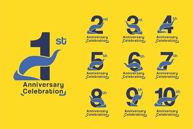 A Set Vector Template Years Anniversary Celebration Number