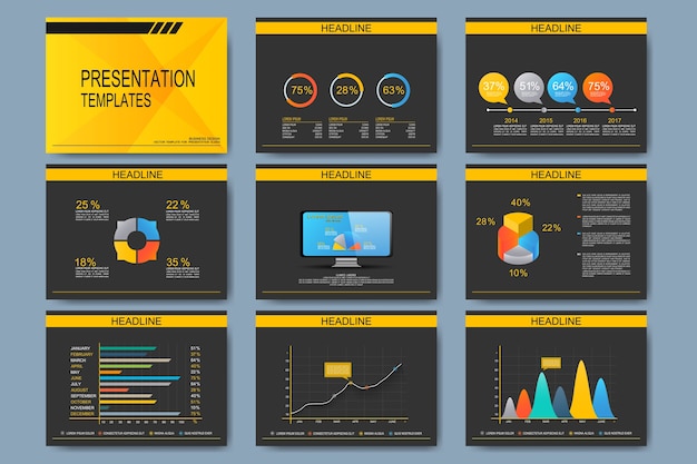 Set of vector templates for presentation slides